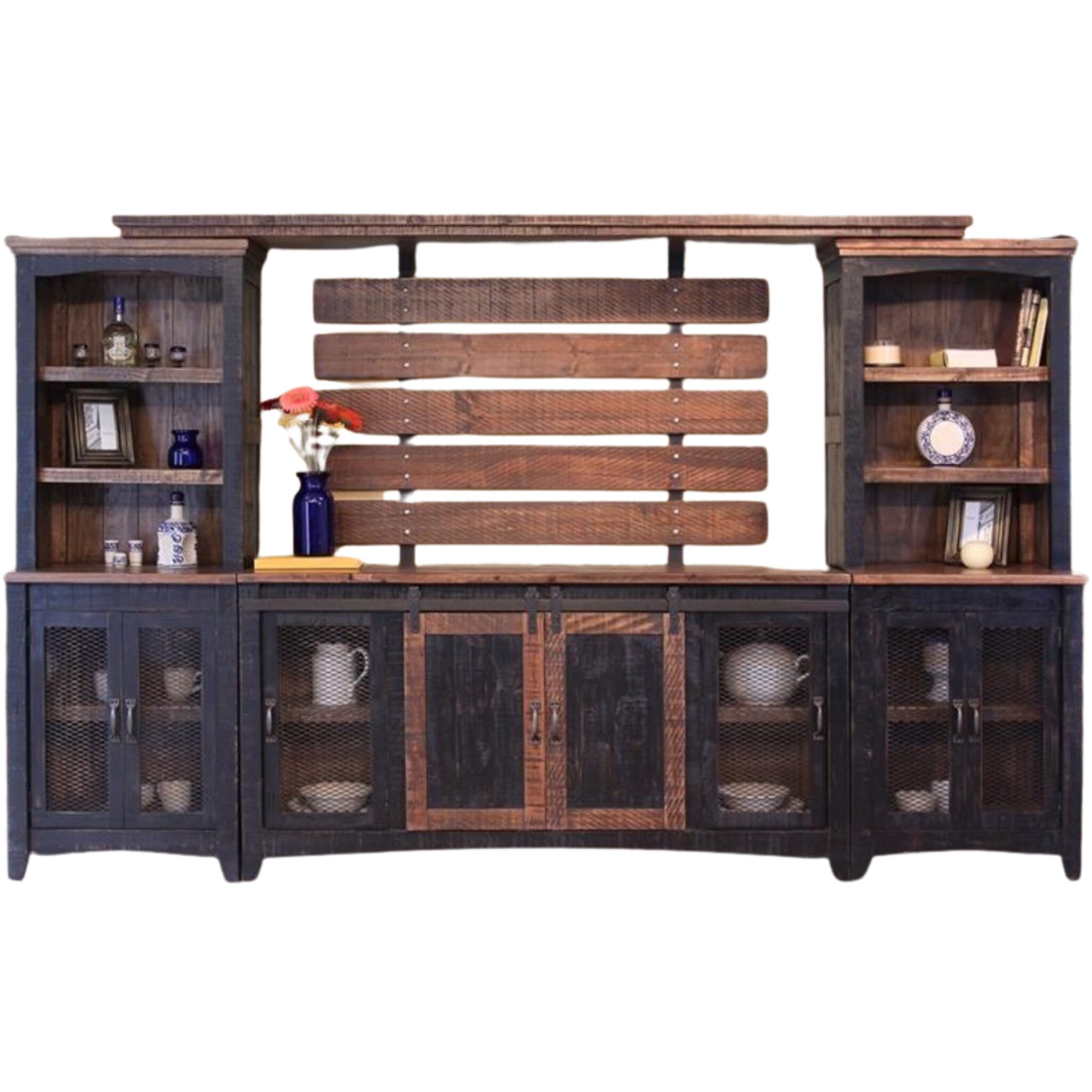 Pueblo Black 70" TV Stand Wall Unit