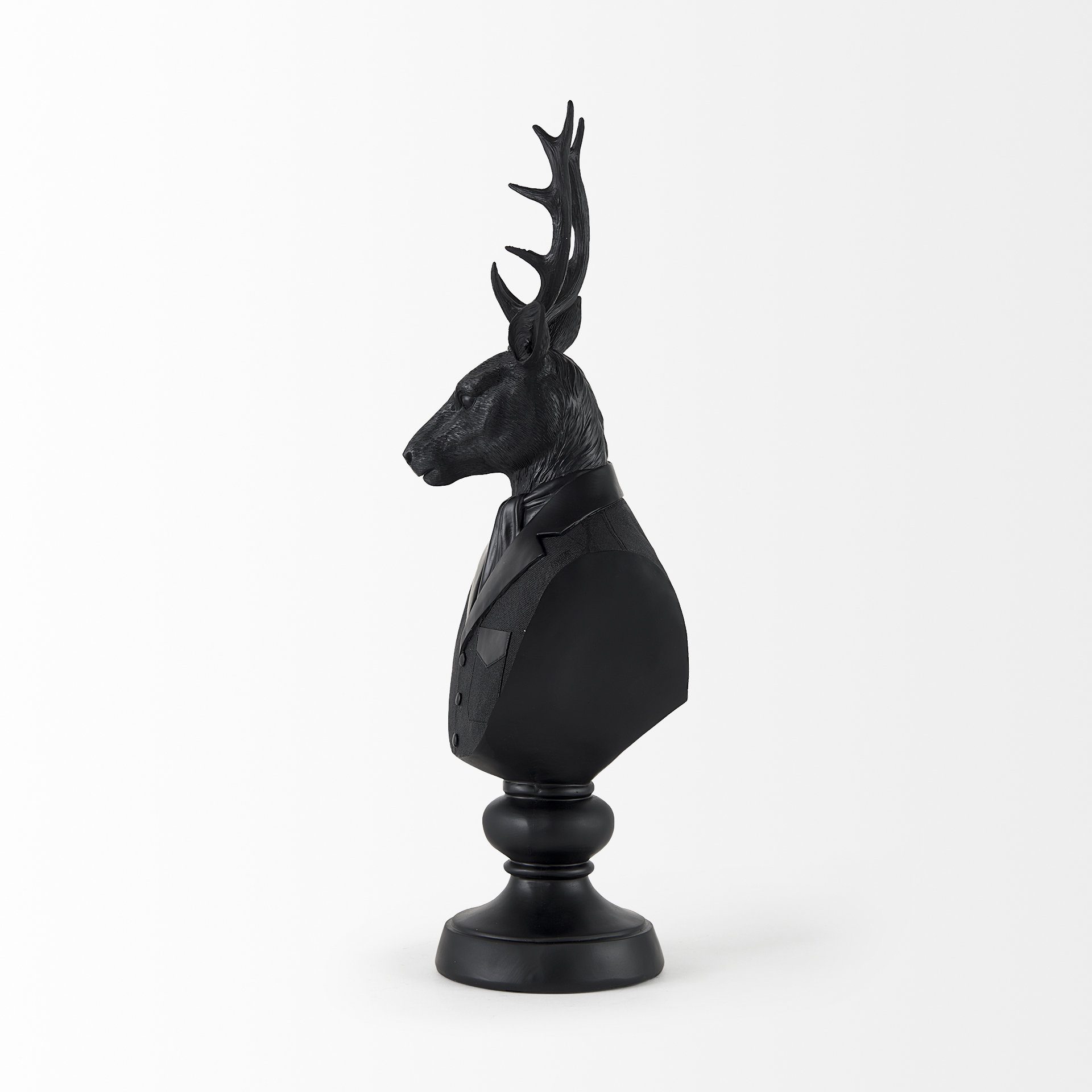 Mozart Deer Bust Black Painted Resin