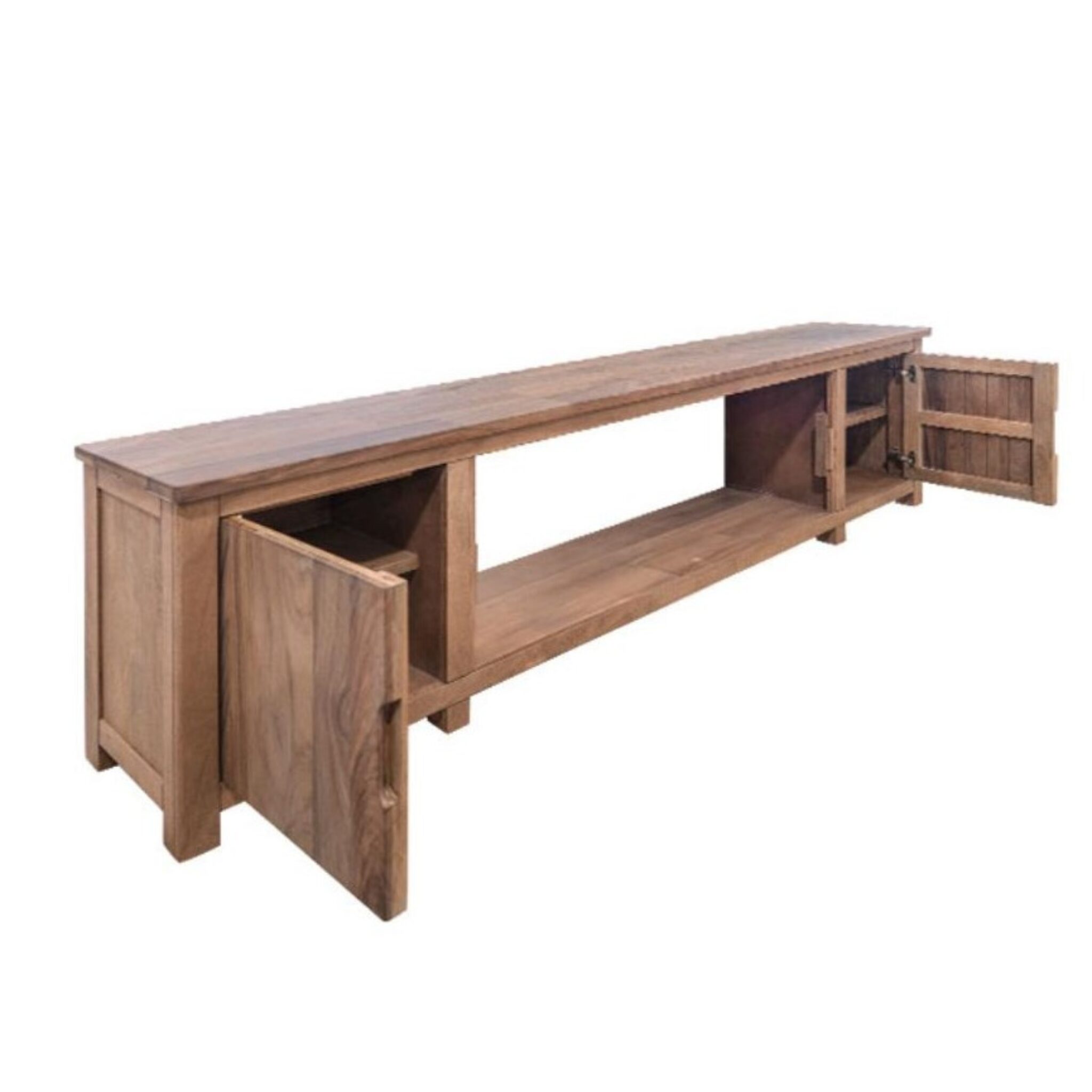 Natural Parota 93" TV Stand with Fireplace